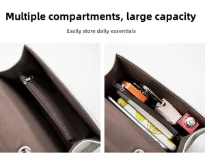 Internal view showing multiple compartments and large capacity for daily essentials