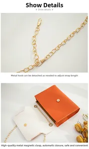 Détails d'un sac bandoulière orange avec chaîne dorée et fermeture magnétique