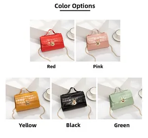 Detailed grid showing crocodile pattern mini bags in red, pink, yellow, black and cyan