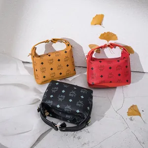 Borsa Quadrata Piccola in Pelle PU Vintage per Donna Stampa a Lettere Monogramma Tracolla Moda Casual Manico Superiore Cerniera
