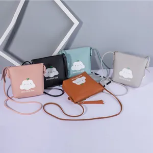 Simpatico Cartone Animato Nuvola Stampa in Pelle PU Mini Borsa a Tracolla Per Cellulare Trendy Semplice Piccola Borsa Quadrata Donna