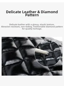 Detail of scratch-resistant black quilted leather showing fine texture and durability