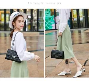 Détail du sac à chaîne matelassé noir avec boucle argentée porté en sac à bandoulière chic