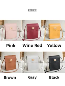 Vertical mini crossbody phone bags in six colors with stylish scalloped edge and gold locks