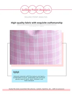 Detail der rosa karierten Beuteltasche mit gewebter Textur und strapazierfähigem Stoff