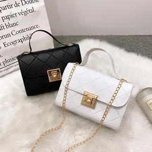 Chic quilted faux leather crossbody mini bag set with gold chain and metal clasp