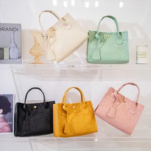 Embossed Cartoon PU Leather Mini Crossbody Bag For Women Cute Pattern Top Handle Handbag Small Shoulder Tote Bag Daily Fashion