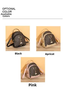 Three color variants of mini floral backpacks with gold cat clasp and pearl detail