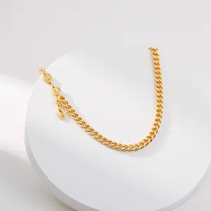 18K vergoldete Messingkette mit klassischer Gliederkette und Kaffeebohnen-Anhänger für Damen