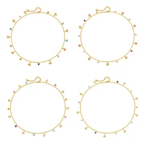 Boho 18K Vergoldete Kupfer Halskette Für Damen Mode Herz Böser Blick Delfin Anhänger Choker Bunte Emaille Strass Schmuck Geschenk