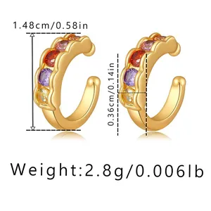 Spécifications de taille pour ear cuff doré ondulé avec incrustations de zircons