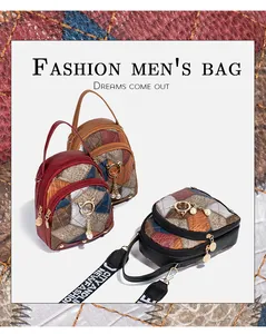Close-up of quilted mini cube bags with cat charms and pearl pendants in three colors