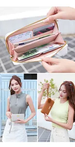 Détails du portefeuille long avec fentes pour cartes et poche intérieure zippée