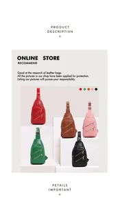 Litchi pattern PU leather chest bags set in red green brown pink and black colors