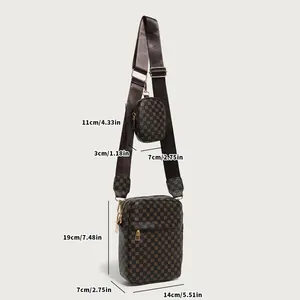 Retro braune Kamera-Tasche mit kleinem Beutel und breitem Nylon-Schultergurt