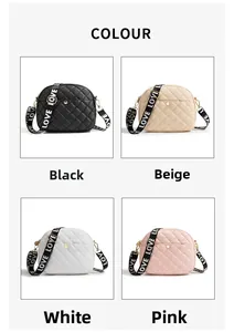 Gesteppte Umhängetaschen in Schwarz, Apricot, Weiß und Rosa mit LOVE-Schulterriemen