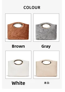 Four color options of matte handbags featuring round golden metal handles and plush textures