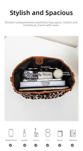 Internal view of sequin bucket bag showing multi-compartment storage for daily essentials