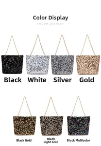 Dettaglio delle borse a tracolla con paillettes da donna disponibili in sette colori vivaci