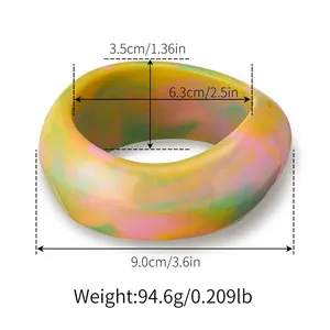 Detailed size chart for bohemian chunky resin bangle with dimensions and weight data
