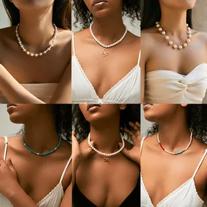 Elegant 18K Gold Plated Copper Artificial Pearl Pendant Necklace For Women Fashion OL Clavicle Chain Jewelry With Shell Zirconia
