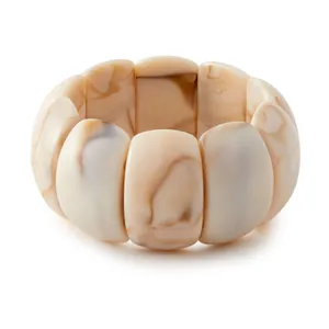 Bracciale elastico in acrilico marmorizzato stile Maillard con motivo geometrico