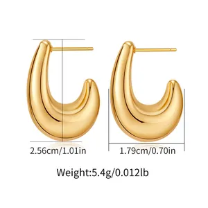 Polished gold teardrop earrings with dimensions of 2.56cm height and 1.79cm width
