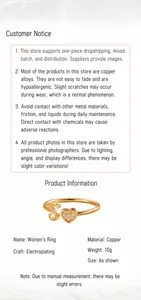 Detail of 18K gold letter S ring with sparkling heart-shaped zircon inlay detail