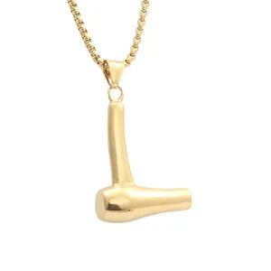 Goldene Haartrockner-Halskette mit Boxkette für Herren im Vintage-Punk-Stil