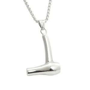 Punk-Stil Haartrockner-Anhänger aus Edelstahl mit silberner Box-Kette für Herren