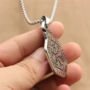 Pendente con rune vichinghe vintage in acciaio inossidabile opaco per uomini