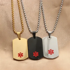 Collier Pendentif Alerte Médicale Étoile De La Vie En Acier Inoxydable Vintage Pour Hommes Punk Bijoux Polis Argent Or Noir