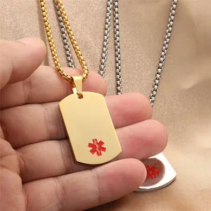 Colliers d'alerte médicale en or et argent avec étoile de vie rouge sur chaînes box