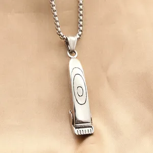 Vintage Edelstahl Haarschneider Anhänger Halskette Für Herren Retro Friseurbedarf Design Punk Hip Hop Schmuck Geschenk