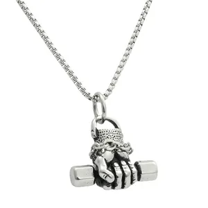 Collana con pendente a manubrio in acciaio inossidabile stile punk con finitura vintage