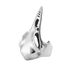 Vintage Adler Totenkopf Ring aus Gothic Punk Edelstahl mit antikem Silber Finish