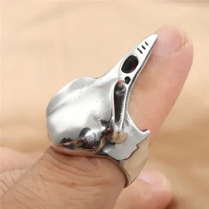 Vintage Titanstahl Vogelschädel Ring Gothic Punk Edelstahl Adlerschnabel Krähenschädel Ring Damen Herren Unisex Schmuck