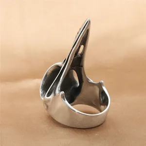 Vintage-Punk-Stil Edelstahl Adler Schnabel und Vogel Schädel Ring für Herren in Silber