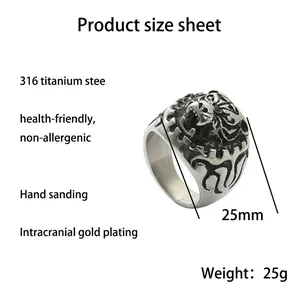 Retro-Punk-Stil Titanstahl Tigerkopf Ring für Männer mit vintage Silber-Finish