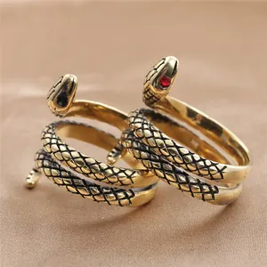 Retro Stainless Steel Snake Ring Wrap Around Adjustable Punk Gothic Animal Shaped Finger Ring Jewelry For Men Women