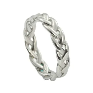 Detailed view of the vintage stainless steel braided ring showing intricate woven textures