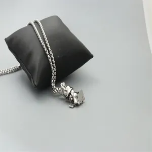 Collier pendentif déité Caishen vintage en chaîne de boîte argentée pour hommes et femmes