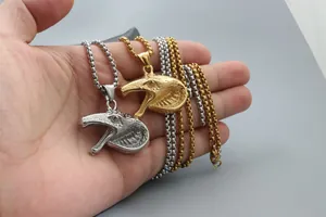 Vintage Titanstahl Schlangenkopf Anhänger Halskette Retro Punk Stil Tier Motiv Metallschmuck Für Herren Damen Gold Silber