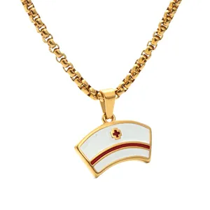 Edelstahl Vergoldet Krankenschwesterhaube Anhänger Halskette Rotes Kreuz Emaille Medizinische Fachkraft Damen Schmuck Geschenk