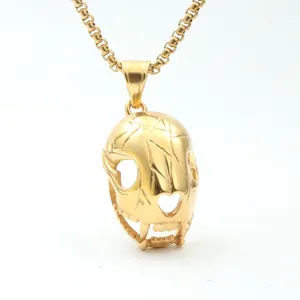 Collier Pendentif Crâne d'Animal en Acier au Titane Or Punk Vintage pour Hommes Femmes Bijoux Gothiques Chaîne Box