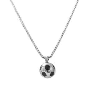 Punk Fußball-Anhänger aus Edelstahl für Herren mit Box-Kette und klassischen 3D-Details