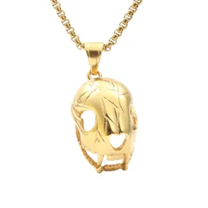 Collier vintage avec pendentif tête de mort dorée pour hommes et femmes au design détaillé