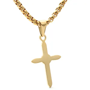 Edelstahl Kreuz Anhänger Halskette Für Herren Damen Vergoldet Hip Hop Schmuck Geschenk Mit Künstliche Perlenkette Oder Nur Anhänger