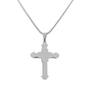 Colgante de cruz vintage en acero de titanio para hombre con acabado mate cepillado