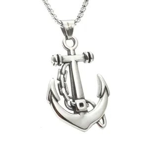 Collier Pendentif Ancre en Acier Inoxydable 316L Vintage pour Homme Femme Unisexe Ancre avec Chaîne Style Crochet de Pirate Bijoux Nautiques